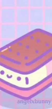 This phone live wallpaper features a charming ice cream sandwich in pastel goth pixel art