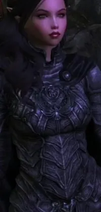 Introducing the "Armored Gothic Warrior" phone live wallpaper featuring a stunning close-up of a detailed torso in matte black armor with a gothic-inspired design on your screen