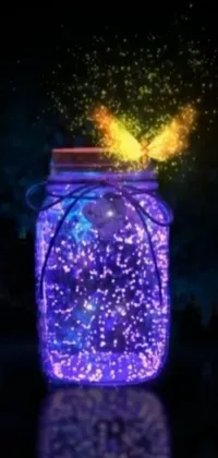 Experience the magic of fairies with this enchanting live wallpaper featuring a glowing jar on a table