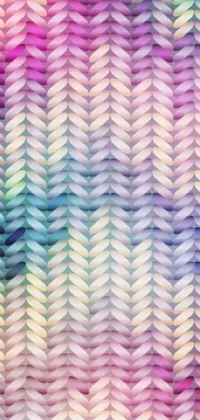 This live wallpaper features a colorful knitted background with pastel lighting and multicolored vector art