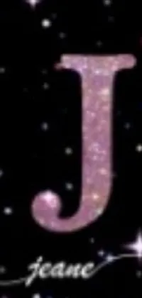 This lively cell phone wallpaper showcases a striking "J" design on a close-up of a phone, set against a background of starry sparkles