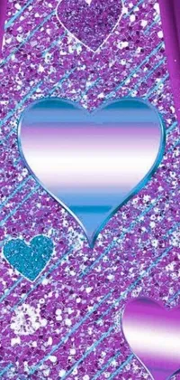 This phone live wallpaper is a mesmerizing vision of a purple background adorned with hearts and sparkles