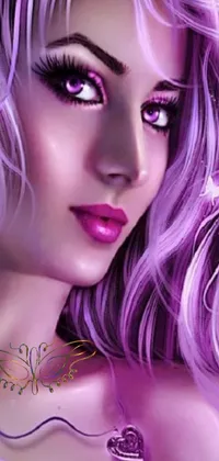 This phone live wallpaper features a stunning digital art of a purple-haired fairy