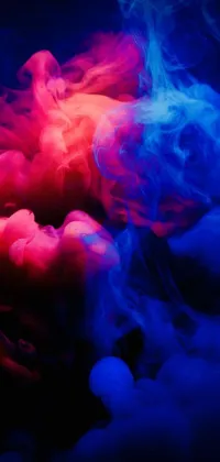 This vibrant phone wallpaper boasts a red and blue smoke-inspired design