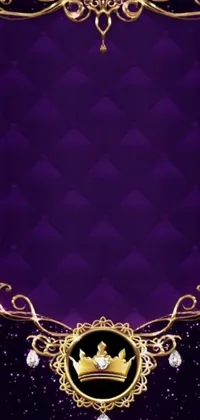 This phone live wallpaper showcases an opulent baroque-styled design in purple and gold tones