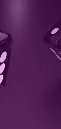 This live wallpaper for your phone features two dice on a table with a purple color scheme, perfect for anyone who loves casino-inspired art
