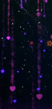 This phone live wallpaper boasts a Tumblr-inspired dark background adorned with stars and hearts, creating a digitally-enhanced atmosphere that's both slick and stylish
