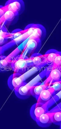 This phone live wallpaper boasts a stunning strand of pink and blue pills set against a black backdrop