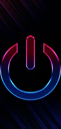 This phone live wallpaper features a striking power button design in red and blue on a black background