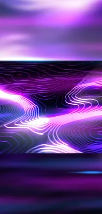 This live wallpaper for phones features a purple and black digital art background with neon lighting and 3D light refraction style