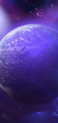 This stunning live wallpaper features a mesmerizing planet in space, draped in a beautiful purple hue