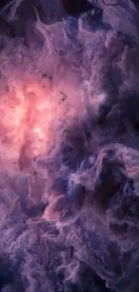 This phone live wallpaper features a stunning sky filled with vibrant purple clouds