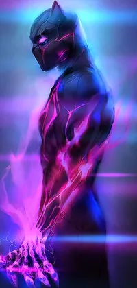 Looking for a bold and striking live wallpaper for your phone screen? Check out this vibrant and dynamic design featuring a mysterious man standing amidst a digital art backdrop
