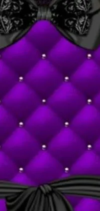 This dynamic live wallpaper features a stunning purple and black gradient background with a delicate bow in the center