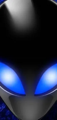 This captivating live wallpaper for your smartphone showcases a stunning digital image of an alien's face, complete with piercing blue eyes and a striking profile