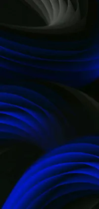 This Live Wallpaper features an intricate digital design with blue lights and curving dark lines, captured on an iPhone 14 Pro camera