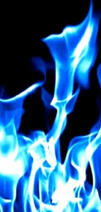 This live phone wallpaper showcases a stunning close-up of blue flames in high-definition
