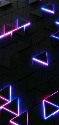 This phone live wallpaper features a stunning image of neon lights on a reflective floor in a Tumblr-esque digital art style