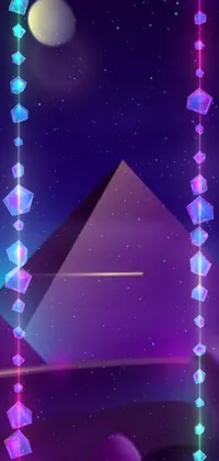 Introducing our stunning live wallpaper featuring a mesmerizing night scene with two pyramids and a full moon, perfect for your phone's screen
