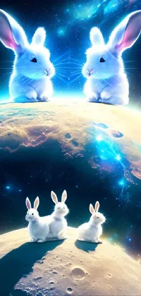 Rabbit Blue Cartoon Live Wallpaper