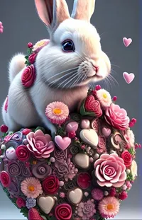 Rabbit Flower Pink Live Wallpaper