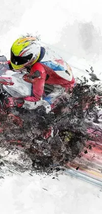 Looking for a thrilling live wallpaper to add some energy to your phone? Check out this stunning design, featuring a motorcycle racer speeding down a snow-covered slope