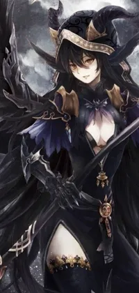Turn your phone into a powerful and mysterious masterpiece with this gothic live wallpaper featuring an anime-style warrior
