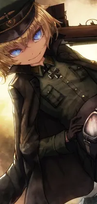 This military-themed live wallpaper features a man in uniform holding a rifle