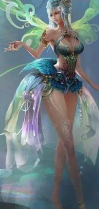 This live wallpaper features a fairy in water wearing a cute fairy rave outfit surrounded by magical 3D details and vibrant colors with soothing movements