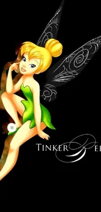 This stunning live wallpaper features a cartoon fairy sitting atop a sleek black background
