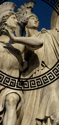 This phone live wallpaper showcases a majestic neoclassical statue inspired by historic art styles