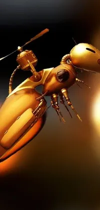 Add a touch of digital art and sci-fi luxury to your phone's background with this mesmerizing live wallpaper! This golden bug is a steampunk-inspired creation guaranteed to captivate your attention