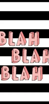 Looking for a playful and quirky live wallpaper for your phone? Check out this black and white striped background with emojis, cartoon characters, and colorful phrases like "bleah bleah," "tumblr," and "lol" floating around