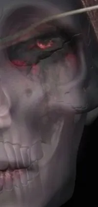 This live wallpaper features a raytraced and haunting close-up of an undead lich with skull protrusions and glowing eyes
