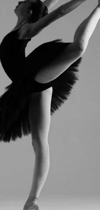 Experience the mesmerizing charm of a Black and White Ballerina live wallpaper on your phone that elegantly frames the image of sleek legs in a seductive pose, accentuated by the softness of ostrich feathers