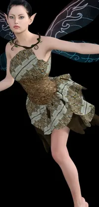 This phone live wallpaper features a fairy in a circuit board dress flying through a starry midnight sky