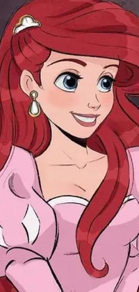 This phone live wallpaper features a beautiful illustration of Ariel from the popular Disney movie "The Little Mermaid"