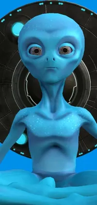 This blue alien live wallpaper is a captivating addition to your phone's screen