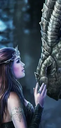 This phone live wallpaper features a breathtaking Anne Stokes fantasy art