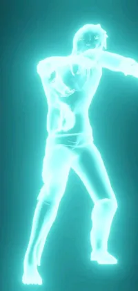 This phone live wallpaper has a hologram design of a dancing man in the dark