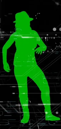 Looking for a stunning live wallpaper for your phone? Check out this amazing digital art piece featuring a figure standing in the dark with vivid green lasers in the background
