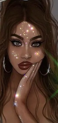 Looking for a stunning live wallpaper for your phone? Check out this incredible illustration of a beautiful woman with brown skin, featuring a cartoon-style design that is sure to impress