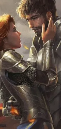 This live wallpaper showcases two knights in shining armor standing side by side, ready to face any challenge