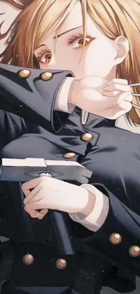 This live wallpaper showcases a close-up of a person holding a gun while smoking, giving off a strong and confident aura
