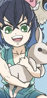 This phone live wallpaper features a charming close-up of a person holding a cuddly dog, brought to life by Rei Kamoi's incredible artwork