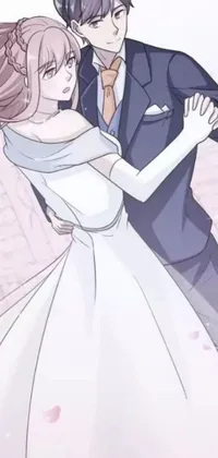 This exquisite phone live wallpaper showcases a couple in formal attire mid-dance, adding a dynamic element to your device