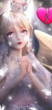 Looking for a stunning and emotional live wallpaper? Discover an iray rendered angel with a broken heart theme