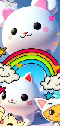 Rainbow Facial Expression White Live Wallpaper