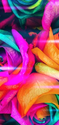 Rainbow Rose Colorfulness Flower Live Wallpaper