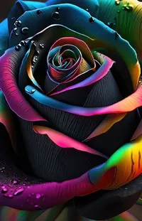 Rainbow Rose Flower Green Live Wallpaper